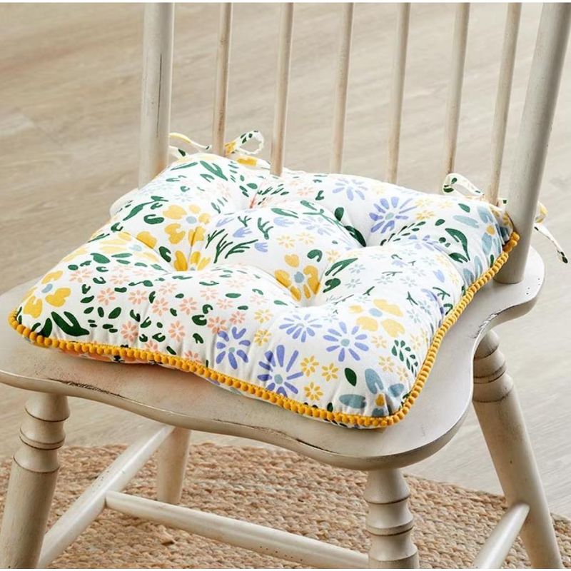 The Lakeside Collection Spring Tropical Floral Seat Cushion Chair Pad with Ties for Dining Chairs, Office Chair, or Patio Seating, 2 of 3