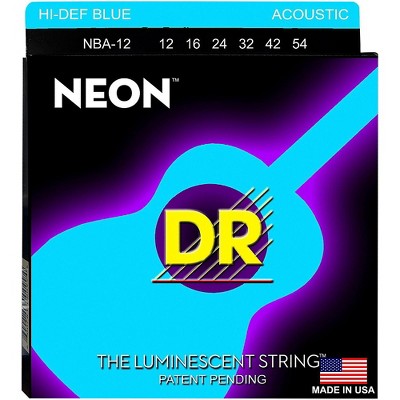 DR Strings Hi-Def NEON Blue Coated Medium Acoustic Guitar Strings (12-54)