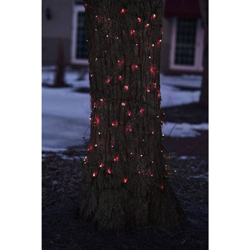 Northlight 2' x 8' Mini Tree Trunk Wrap Net Lights Red - Brown Wire, 3 of 4