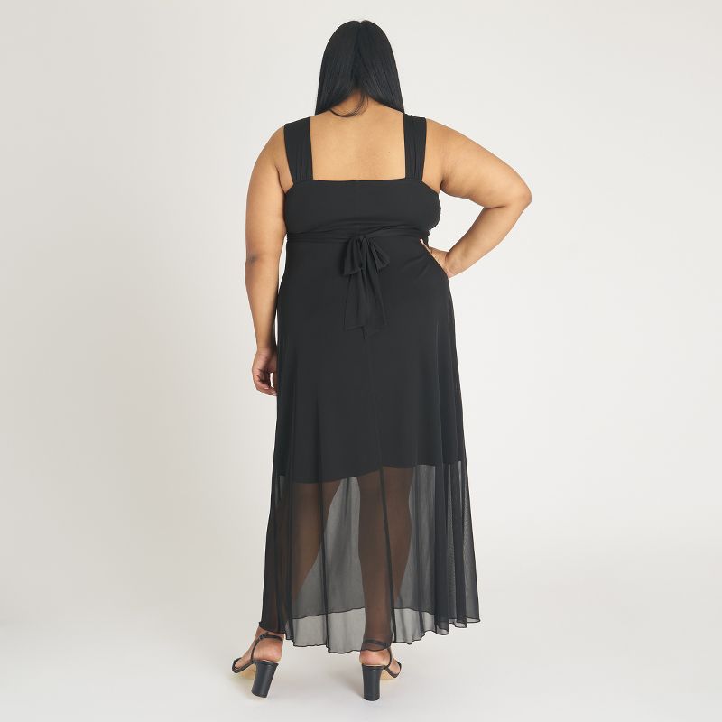 Women's Plus Black Mesh Maxi Dress - Connected Apparel, 2 of 4