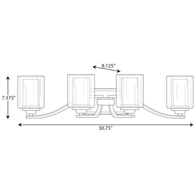 Graphite Nickel 4-Light Wall Bracket with Etched Glass Shades