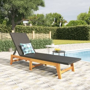 vidaXL Sun Lounger Black and Brown PE rattan Extra Long - 1 of 4