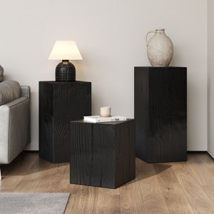 Sapphtopaz Modern Square-Column End Table with Wood-Like Finish Rustic Side Table with Sturdy Material Coffee Table for Living Room - 1 of 4