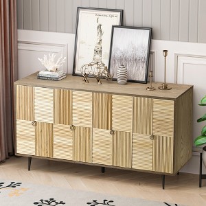 59.84" Elegant Vintage 4-Door Cabinet with Carved Effect Decoration Doors 4M - ModernLuxe - 1 of 4