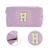 Unique Bargains Corduroy Rectangular Letter Makeup Bag Pink Purple 1 Pc - 4 of 4