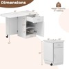 Costway Folding Computer Desk with Drawer Cabinet & Adjustable Shelf Wheel for Living Room, Black/White - 3 of 4