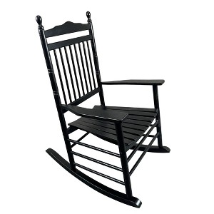 Lyngins Outdoor Rocking Chair with Curved Legs,Glider Rocking Chair with Armrest,Wood Accent Chair for Living Room,Garden - 1 of 4