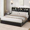 Homhougo Upholstered Full Size Bed Frame with Storage Drawers, Velvet Full Platform Bed with Tufted Headboard and Nailhead Trim Design, Black - 3 of 4