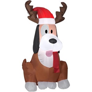 Gemmy Christmas Airblown Inflatable Whimsey Dog w/Antlers, 3.5 ft Tall, Brown - 1 of 3