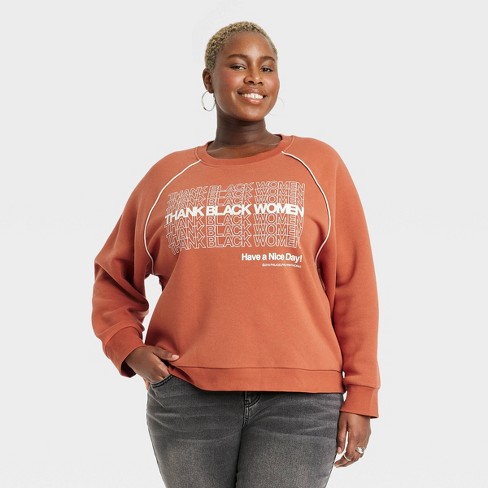 Women's Thank Black Women Graphic Sweatshirt - Brown 3X