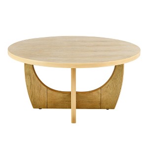Lirago Round Coffee Table for Living Room Small End Table Oak Brown 15.7"H x 36"W x 36"D - 1 of 4