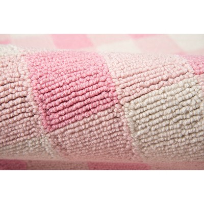 Handmade Pink Floral Tufted Synthetic Runner Rug - 27" x 7"