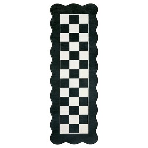 Machine Washable Geometric Checkered Living Room Rugs, Ultra Thin Non Slip Bedroom Carpet, Large Stain Resistant Dining Room Rugs - 1 of 4