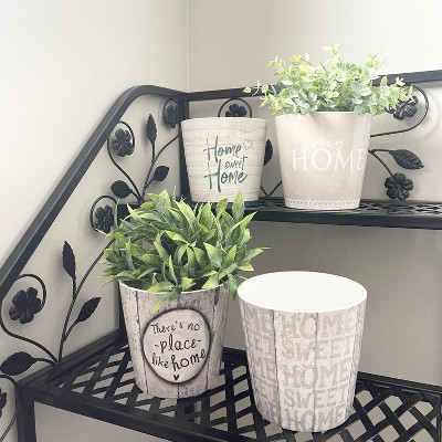 5.5" Beige and Gray Ceramic Indoor Plant Pot Set, 4 Designs
