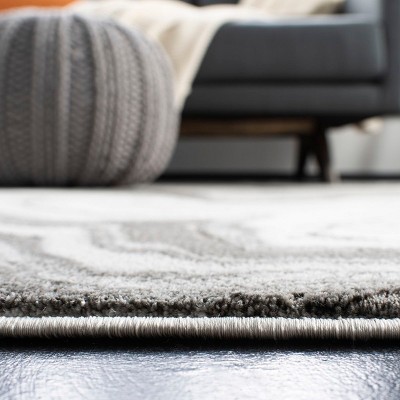 Grey and Silver Round Abstract Synthetic Area Rug