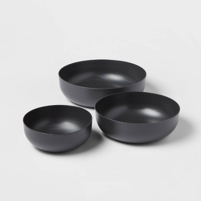 3pc Plastic Nesting Serving Bowls Gray - Made By Design™