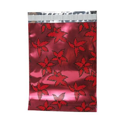 JAM Paper 9 x 12 Open End Foil Envelopes with Self-Adhesive Closure Red Holly 1333313