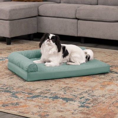 Medium Iceberg Green Orthopedic Outdoor Pet Bed with Bolsters