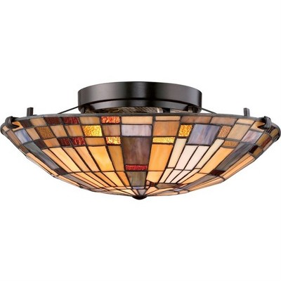 Valiant Bronze 17" Tiffany Style Flush Mount Ceiling Light