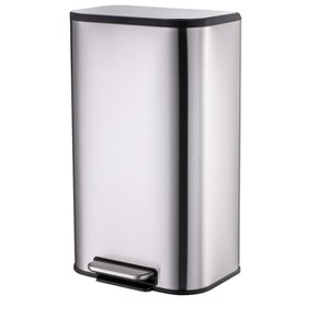 Bathroom Trash Can, Garbage Can, Small Step On Trash Can with Soft Close Lid Foot Pedal & Inner Bucket for Kitchen Home Office - 1 of 4