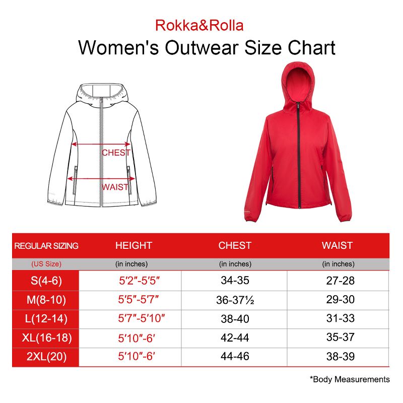Rokka&Rolla Women's Packable Windbreaker Rain Jacket, 2 of 14