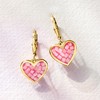 Ross-Simons Moonstone and Pink Resin Inlay Heart Drop Earrings in 18kt Gold Over Sterling - 3 of 4