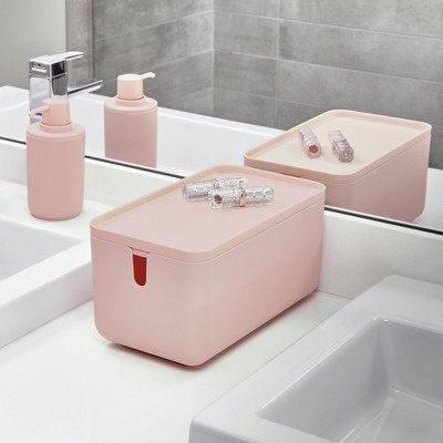 Blush Pink Stackable Lidded Plastic Storage Box
