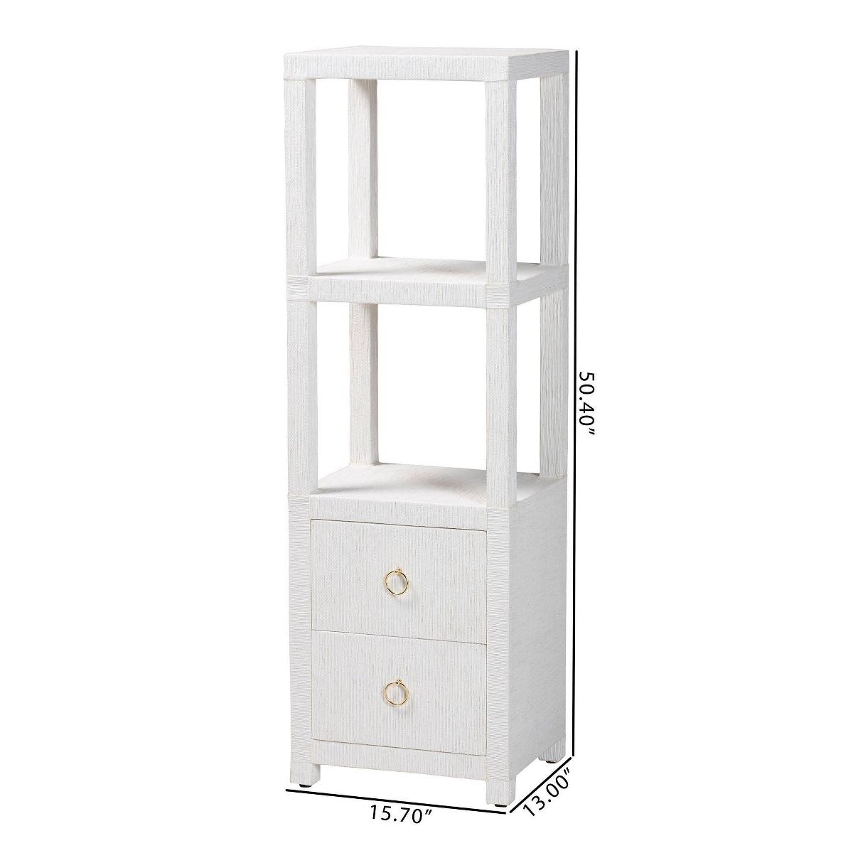 bali & pari Xavier Grasscloth Tall Storage Cabinet White/Gold - thumbnail 10