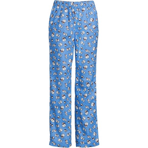 Lands' End Women's Tall Print Flannel Pajama Pants - Large Tall - Chicory  Blue Snowman