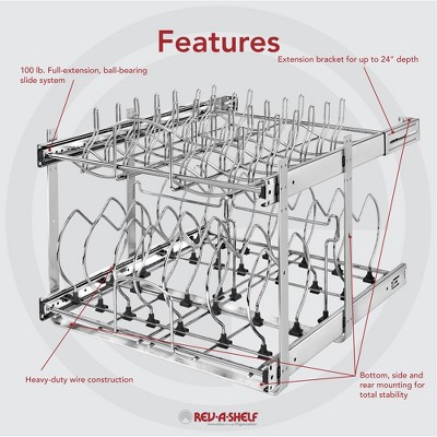 Chrome Expandable 2-Tier Pullout Cabinet Organizer for Pots and Pans