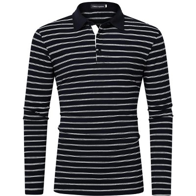 Men's Casual Golf Polo Shirts Athletic T Shirt Long Sleeve Wicking Quick Dry Slim Fit Cotton Sports Shirts