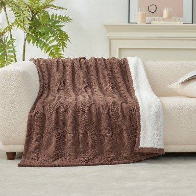 Amelie Home Reversible Chenille Cable Knit Throw Blanket