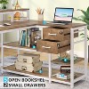 Sapphtopaz 55" Modern L-Shaped Desk with Drawers and Monitor Riser Computer Desk with Open Storage Shelves Small Desk for Home Office, Bedroom - 2 of 4
