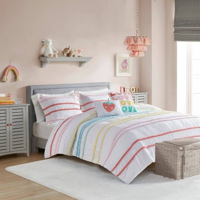 Full Pink Cotton Down Alternative Reversible Comforter Set
