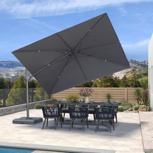 PURPLE LEAF Cantilever Patio Umbrella Outdoor Offset Umbrella with 3 Years Fade Resistance Recycled Fabric With Base - 1 of 1