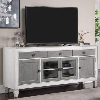 76" Katia Tv Stand and Console Rustic Gray and White Finish - Acme Furniture
