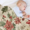 FIONECA Nostalgic Christmas Blanket with Poinsettia Holly and Ornament Pattern Light Cream Background 40x50 inches - 4 of 4