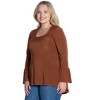 24seven Comfort Apparel Womens Long Bell Sleeve High Low Plus Size Tunic Top - 2 of 4