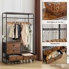 Freestanding Closet Organizer, Heavy Duty Garment Rack for Hanging Clothes, Industrial Clothing Racks with 4 Fabric Drawer, Rustic Brown - 2 of 4