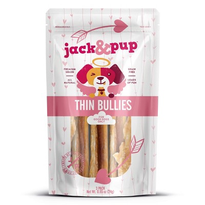 Jack&Pup Beef Thin Bullies Dog Treats - 3ct