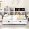 KIGFTSOD Daybed with Storage Shelves, Blackboard, Cork board, USB Ports and Twin Size Trundle, White - 3 of 4