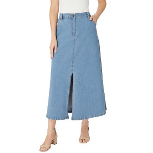 Roaman's Women's Plus Size Invisible Stretch Contour Front Slit Maxi Skirt - 1 of 4