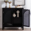 29" Storage Cabinet with Adjustable Shelf and Rattan Doors, Narrow Sideboard Accent Cabinet for Entryway, Living Room, Hallway, or Kitchen-Tanpinhause - 3 of 4