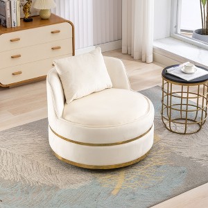 CAVINAS Accent Chair, 360 Degree Swivel Accent Chair Velvet Modern Upholstered Barrel Chair Over-Sized Soft Chair with Seat Cushion - 1 of 4