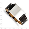 Black Bow Jewelry Mens Blk Leather Brushed Stainless Steel I.D. Buckle Bracelet, 8.75 In - 2 of 3