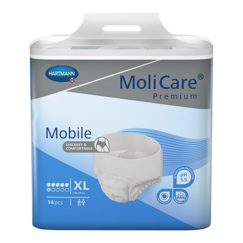 MoliCare Premium Mobile 6D Disposable Underwear Pull On with Tear Away Seams X-Large, 1 of 3