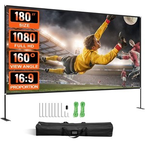 VEVOR Movie Screen with Stand 180inch Portable Projector Screen 16:9 4K HD Wide Angle Outdoor Projector Screen with Stand, Black&White - 1 of 4