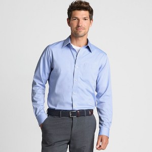 Lands' End Men's Solid No Iron Supima Pinpoint Straight Collar Dress Shirt - 1 of 4