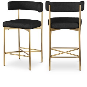 Meridian Furniture,Rivage Black Durable Linen Textured Fabric Stool, Set of 2 - 1 of 4