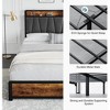 Bed Frame, Storage Headboard with Charging Station, Platform Metal Bed Frame with 4 Storage Drawers, No Box Spring Needed, Noise Free, Brown (Full) - 3 of 4